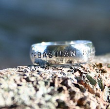 Rounded Sterling Silver Ring - Hand Stamped BLOCK